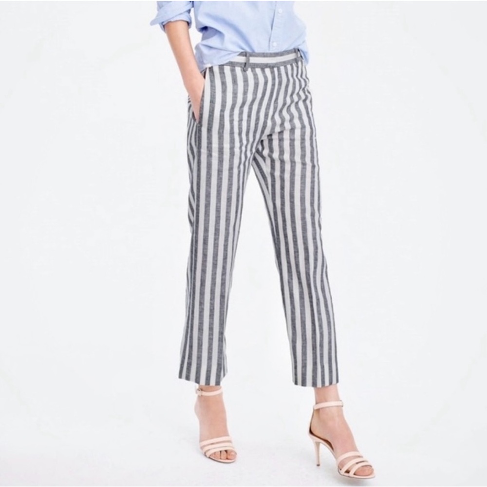 J. Crew striped blue and white linen pants